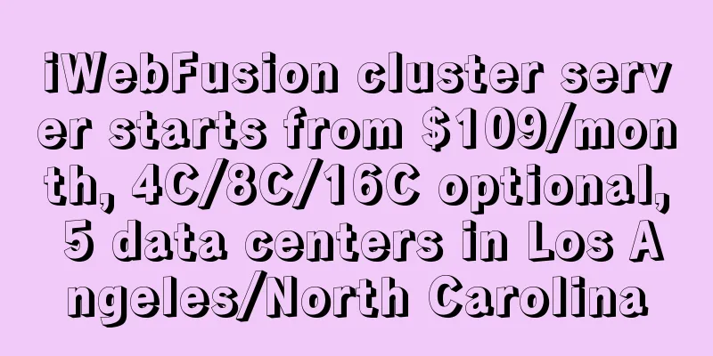 iWebFusion cluster server starts from $109/month, 4C/8C/16C optional, 5 data centers in Los Angeles/North Carolina