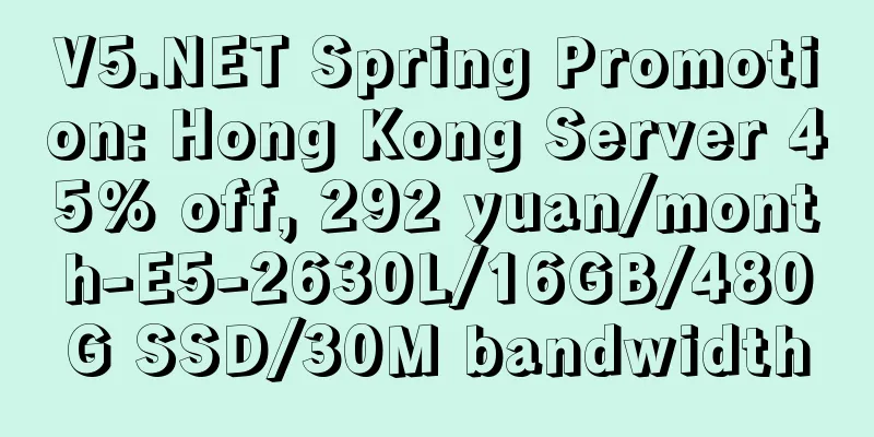 V5.NET Spring Promotion: Hong Kong Server 45% off, 292 yuan/month-E5-2630L/16GB/480G SSD/30M bandwidth