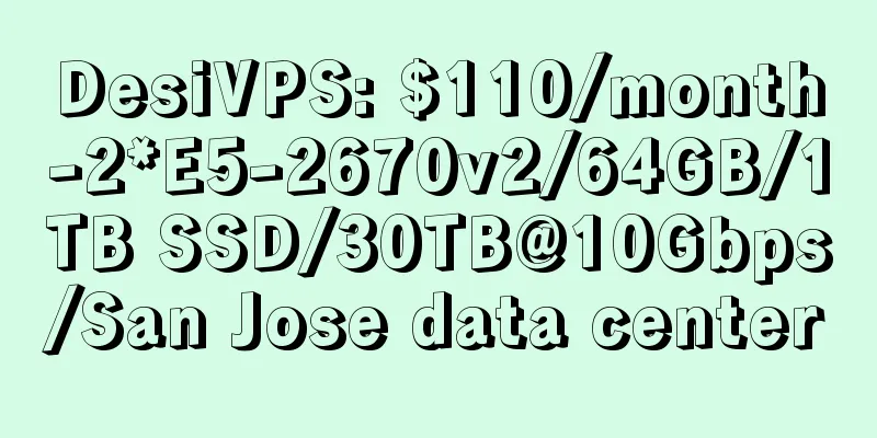DesiVPS: $110/month-2*E5-2670v2/64GB/1TB SSD/30TB@10Gbps/San Jose data center