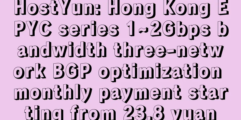 HostYun: Hong Kong EPYC series 1~2Gbps bandwidth three-network BGP optimization monthly payment starting from 23.8 yuan