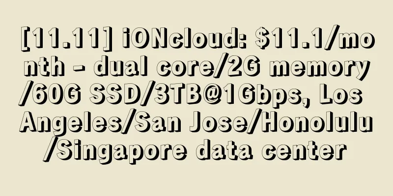 [11.11] iONcloud: $11.1/month - dual core/2G memory/60G SSD/3TB@1Gbps, Los Angeles/San Jose/Honolulu/Singapore data center
