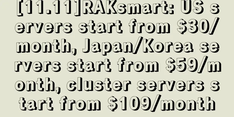 [11.11]RAKsmart: US servers start from $30/month, Japan/Korea servers start from $59/month, cluster servers start from $109/month