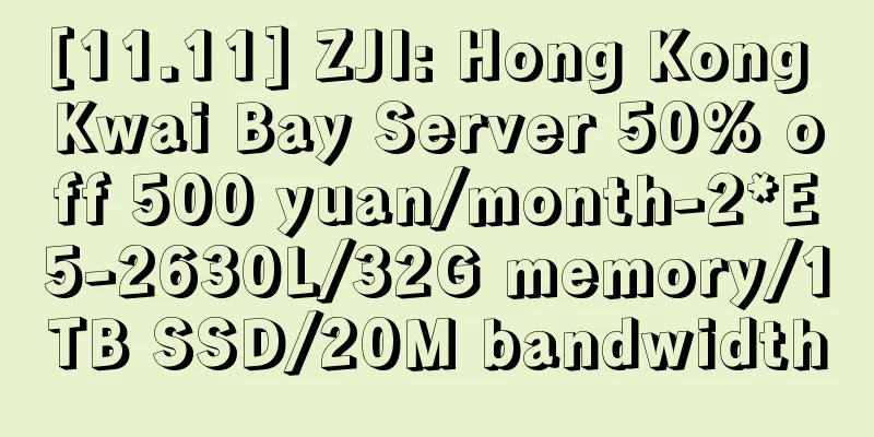 [11.11] ZJI: Hong Kong Kwai Bay Server 50% off 500 yuan/month-2*E5-2630L/32G memory/1TB SSD/20M bandwidth