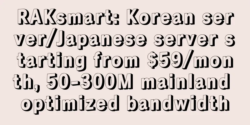 RAKsmart: Korean server/Japanese server starting from $59/month, 50-300M mainland optimized bandwidth