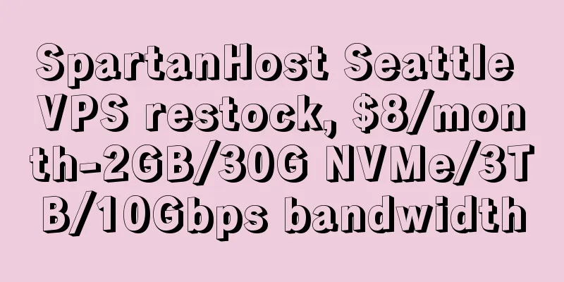 SpartanHost Seattle VPS restock, $8/month-2GB/30G NVMe/3TB/10Gbps bandwidth