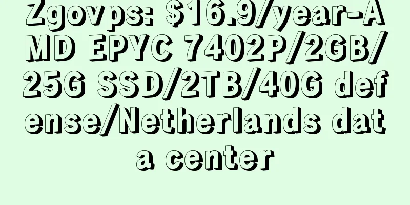 Zgovps: $16.9/year-AMD EPYC 7402P/2GB/25G SSD/2TB/40G defense/Netherlands data center