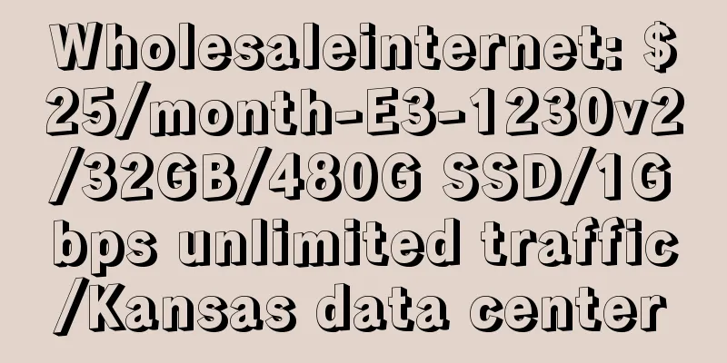 Wholesaleinternet: $25/month-E3-1230v2/32GB/480G SSD/1Gbps unlimited traffic/Kansas data center