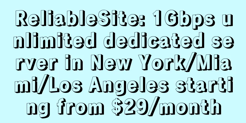ReliableSite: 1Gbps unlimited dedicated server in New York/Miami/Los Angeles starting from $29/month