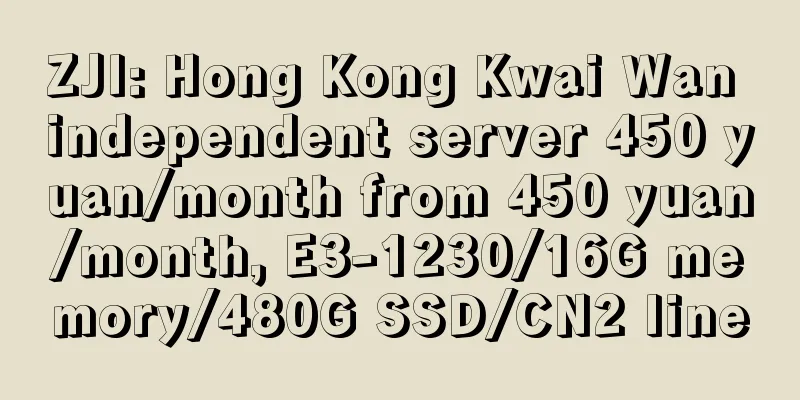 ZJI: Hong Kong Kwai Wan independent server 450 yuan/month from 450 yuan/month, E3-1230/16G memory/480G SSD/CN2 line