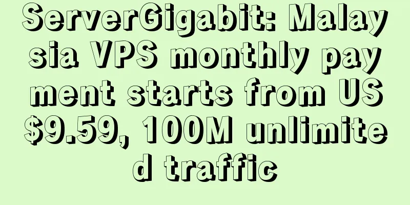 ServerGigabit: Malaysia VPS monthly payment starts from US$9.59, 100M unlimited traffic