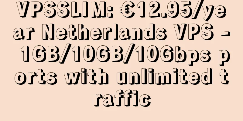 VPSSLIM: €12.95/year Netherlands VPS - 1GB/10GB/10Gbps ports with unlimited traffic