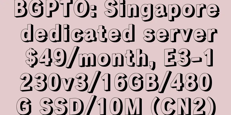 BGPTO: Singapore dedicated server $49/month, E3-1230v3/16GB/480G SSD/10M (CN2)