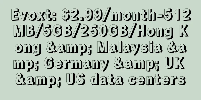 Evoxt: $2.99/month-512MB/5GB/250GB/Hong Kong & Malaysia & Germany & UK & US data centers