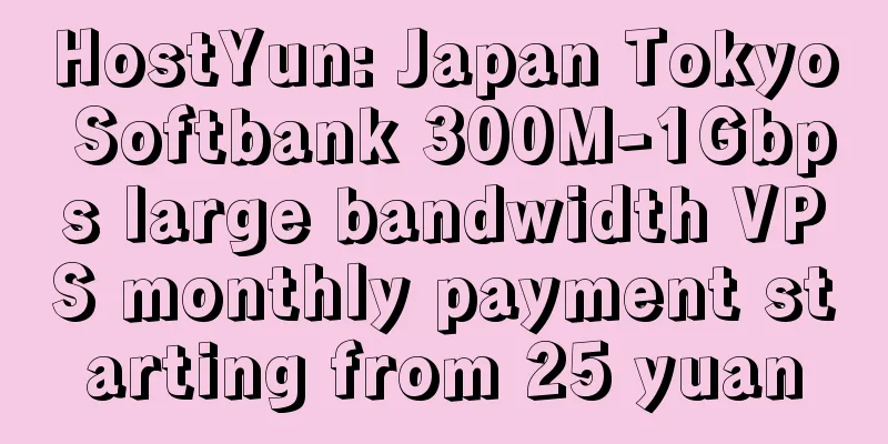 HostYun: Japan Tokyo Softbank 300M-1Gbps large bandwidth VPS monthly payment starting from 25 yuan