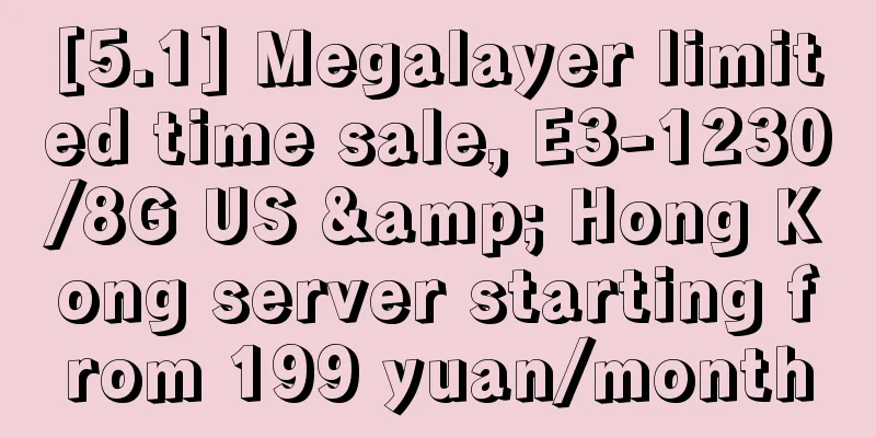 [5.1] Megalayer limited time sale, E3-1230/8G US & Hong Kong server starting from 199 yuan/month