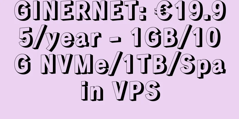 GINERNET: €19.95/year - 1GB/10G NVMe/1TB/Spain VPS