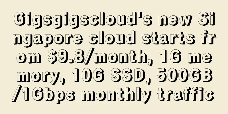 Gigsgigscloud's new Singapore cloud starts from $9.8/month, 1G memory, 10G SSD, 500GB/1Gbps monthly traffic
