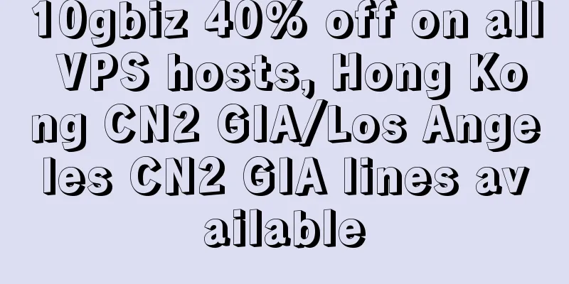 10gbiz 40% off on all VPS hosts, Hong Kong CN2 GIA/Los Angeles CN2 GIA lines available