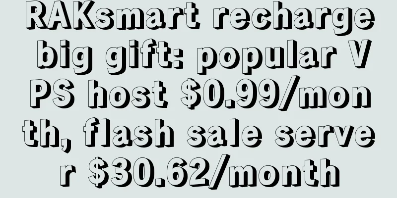 RAKsmart recharge big gift: popular VPS host $0.99/month, flash sale server $30.62/month