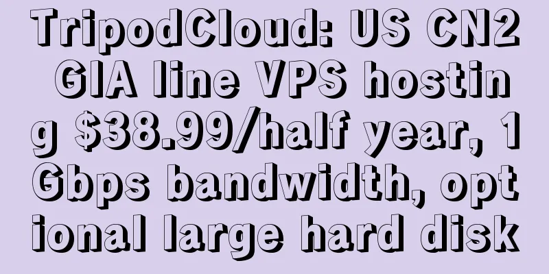 TripodCloud: US CN2 GIA line VPS hosting $38.99/half year, 1Gbps bandwidth, optional large hard disk