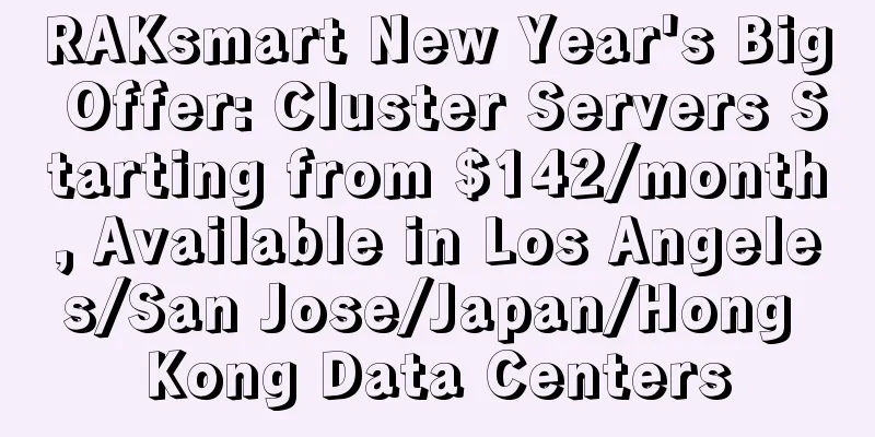 RAKsmart New Year's Big Offer: Cluster Servers Starting from $142/month, Available in Los Angeles/San Jose/Japan/Hong Kong Data Centers