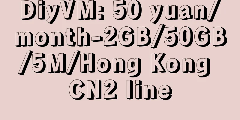 DiyVM: 50 yuan/month-2GB/50GB/5M/Hong Kong CN2 line