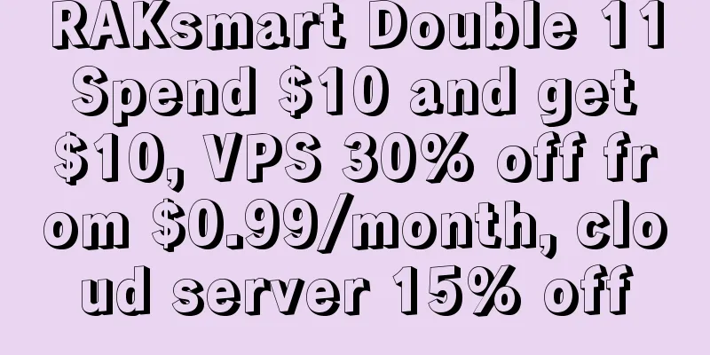 RAKsmart Double 11 Spend $10 and get $10, VPS 30% off from $0.99/month, cloud server 15% off
