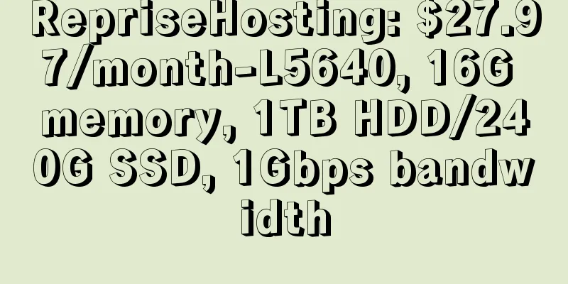 RepriseHosting: $27.97/month-L5640, 16G memory, 1TB HDD/240G SSD, 1Gbps bandwidth