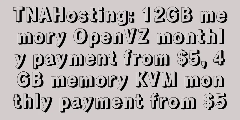TNAHosting: 12GB memory OpenVZ monthly payment from $5, 4GB memory KVM monthly payment from $5