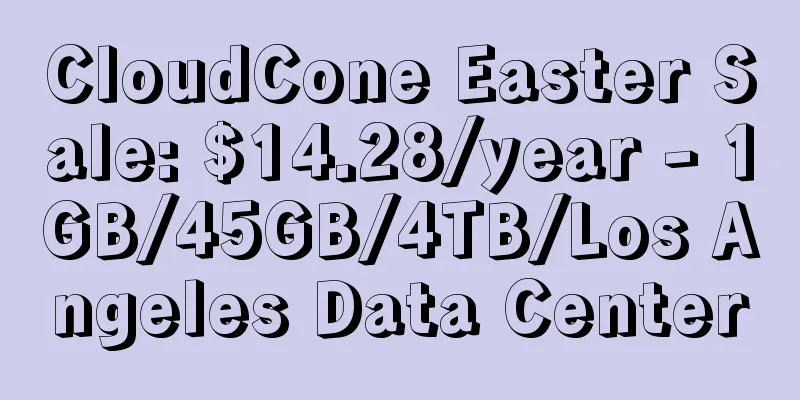 CloudCone Easter Sale: $14.28/year - 1GB/45GB/4TB/Los Angeles Data Center