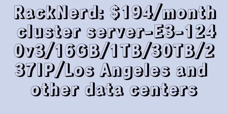 RackNerd: $194/month cluster server-E3-1240v3/16GB/1TB/30TB/237IP/Los Angeles and other data centers