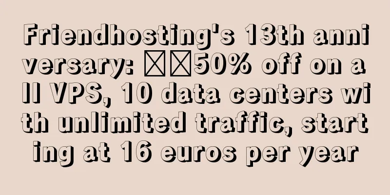 Friendhosting's 13th anniversary: ​​50% off on all VPS, 10 data centers with unlimited traffic, starting at 16 euros per year