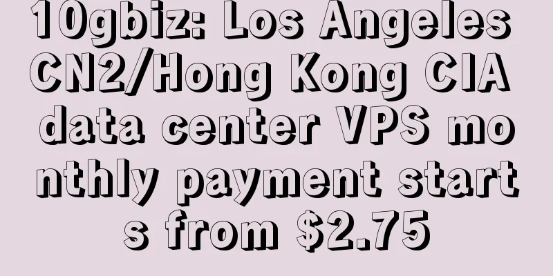10gbiz: Los Angeles CN2/Hong Kong CIA data center VPS monthly payment starts from $2.75