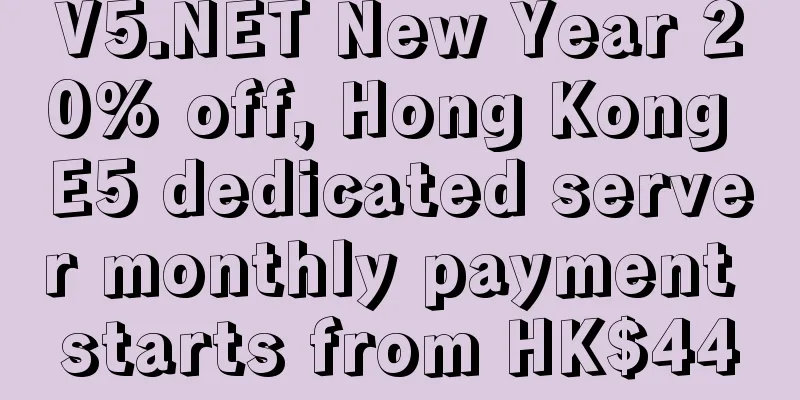 V5.NET New Year 20% off, Hong Kong E5 dedicated server monthly payment starts from HK$440