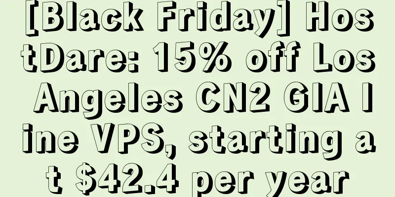 [Black Friday] HostDare: 15% off Los Angeles CN2 GIA line VPS, starting at $42.4 per year
