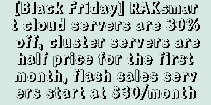 [Black Friday] RAKsmart cloud servers are 30% off, cluster servers are half price for the first month, flash sales servers start at $30/month