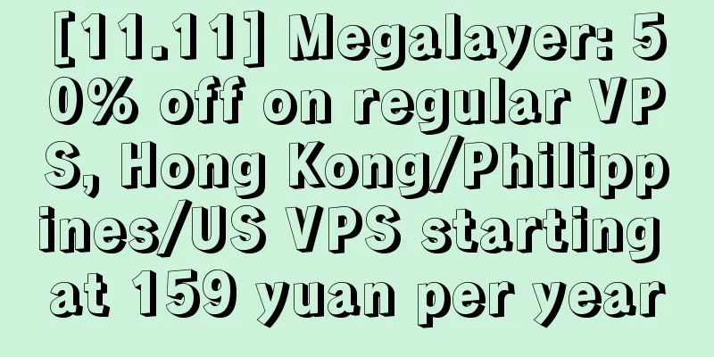 [11.11] Megalayer: 50% off on regular VPS, Hong Kong/Philippines/US VPS starting at 159 yuan per year