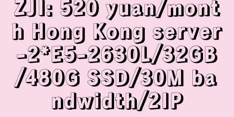 ZJI: 520 yuan/month Hong Kong server-2*E5-2630L/32GB/480G SSD/30M bandwidth/2IP