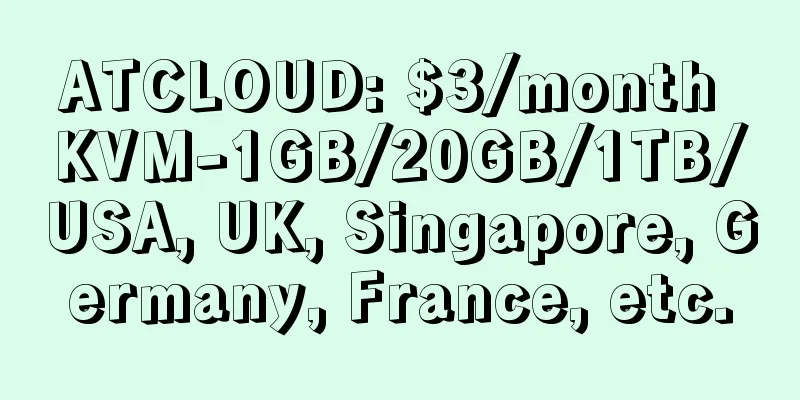 ATCLOUD: $3/month KVM-1GB/20GB/1TB/USA, UK, Singapore, Germany, France, etc.