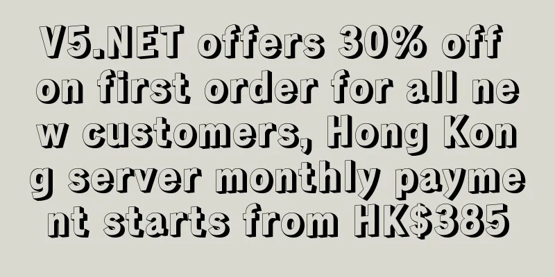 V5.NET offers 30% off on first order for all new customers, Hong Kong server monthly payment starts from HK$385