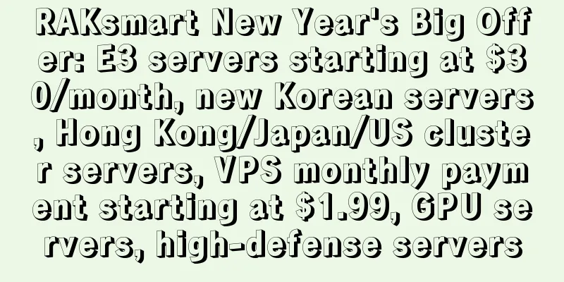 RAKsmart New Year's Big Offer: E3 servers starting at $30/month, new Korean servers, Hong Kong/Japan/US cluster servers, VPS monthly payment starting at $1.99, GPU servers, high-defense servers