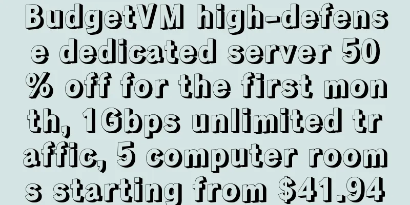 BudgetVM high-defense dedicated server 50% off for the first month, 1Gbps unlimited traffic, 5 computer rooms starting from $41.94