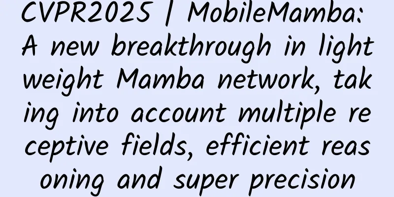 CVPR2025 | MobileMamba: A new breakthrough in lightweight Mamba network, taking into account multiple receptive fields, efficient reasoning and super precision