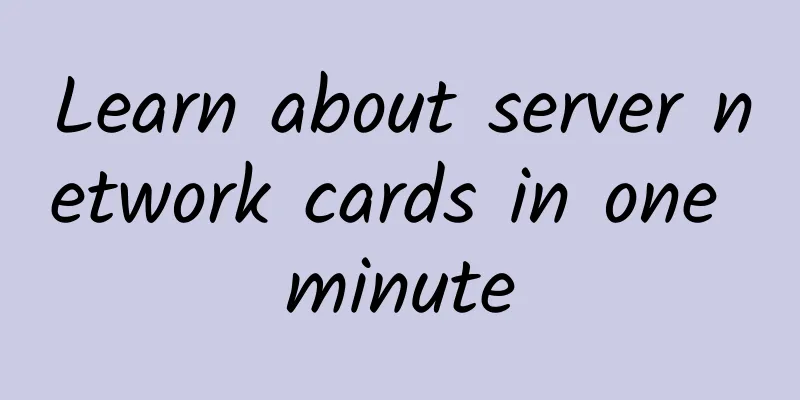 Learn about server network cards in one minute
