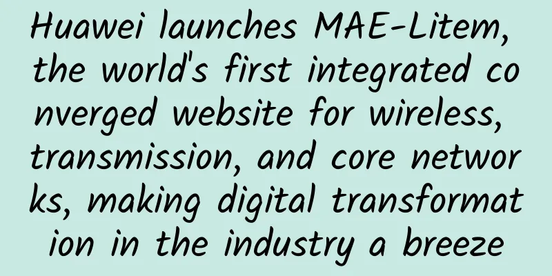 Huawei launches MAE-Litem, the world's first integrated converged website for wireless, transmission, and core networks, making digital transformation in the industry a breeze