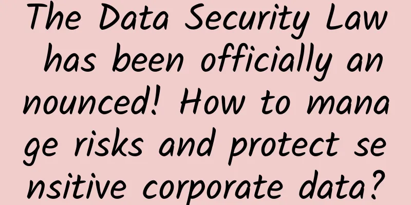 The Data Security Law has been officially announced! How to manage risks and protect sensitive corporate data?