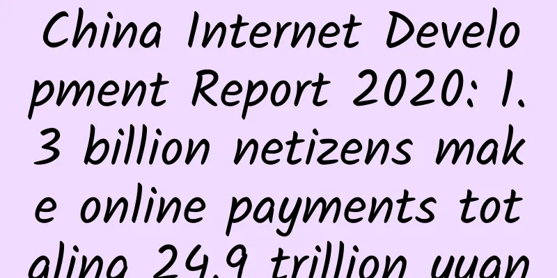 China Internet Development Report 2020: 1.3 billion netizens make online payments totaling 24.9 trillion yuan