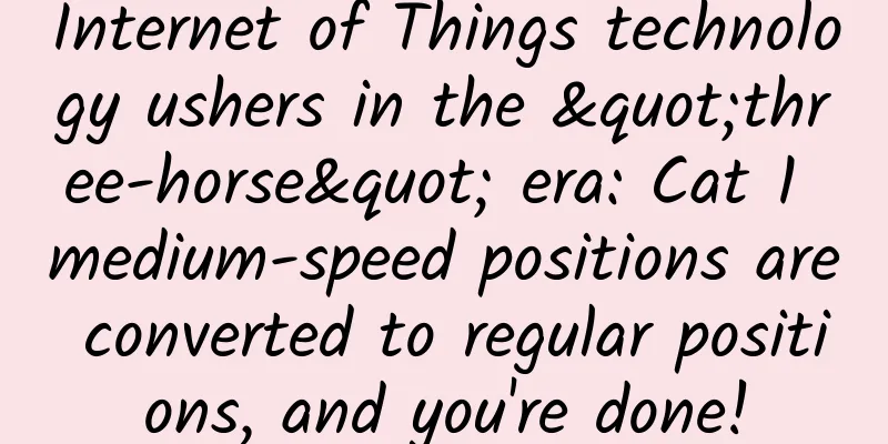 Internet of Things technology ushers in the "three-horse" era: Cat 1 medium-speed positions are converted to regular positions, and you're done!