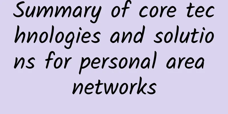 Summary of core technologies and solutions for personal area networks
