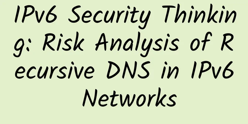 IPv6 Security Thinking: Risk Analysis of Recursive DNS in IPv6 Networks